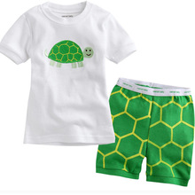 夏季新款小乌龟童装 男童女童短袖短裤套装 儿童棉