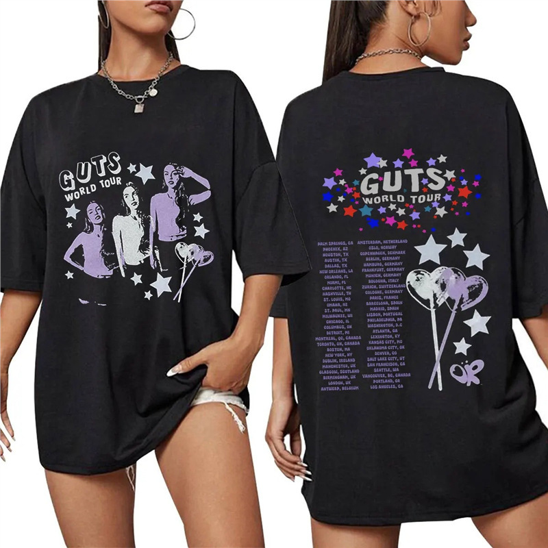 Cotton Coat Fashion Rodrigo Shirt Men's and Women's Collar O Olivia T2025 Short-Sleeved Men's Clothing Shirt Singer