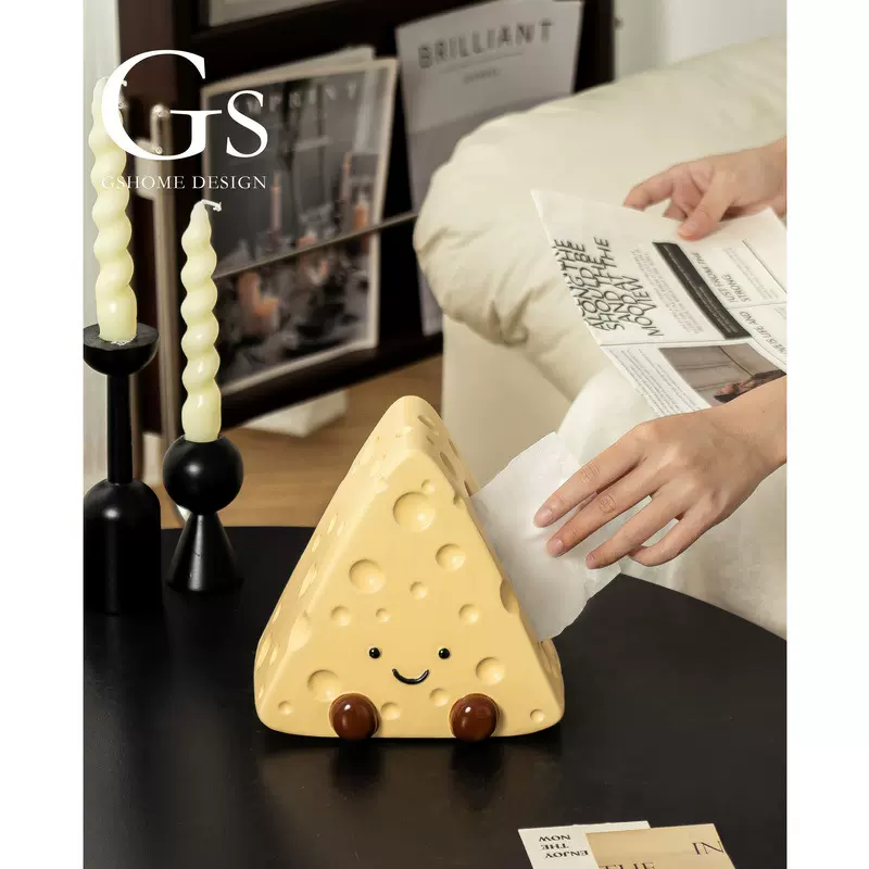 可爱纸巾盒餐桌创意客厅茶几卡通装饰摆件陶瓷梳妆台抽纸盒收纳