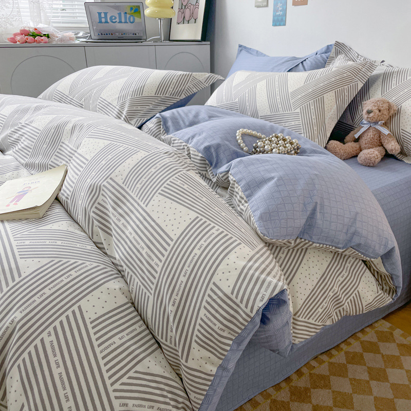 100 algodón cuatro piezas cubierta de cama 2025 nuevo dormitorio de estudiantes sábanas de tres piezas cubierta de cama