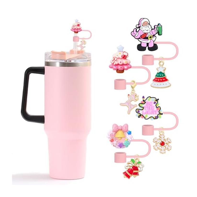 Resin Straw Cap Set Pink Straw Cap Set 10mm Bow Straw Cap Compatible con Stanley Cup 30 y