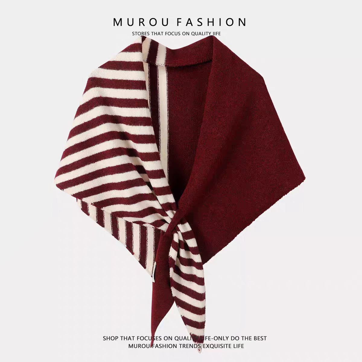 2025 New Style Wool Color-Blocked Stripesd Shawl for Women in Autumn and Winter Korean Style Knitted Triangle Scarf for Warmth and Versatility