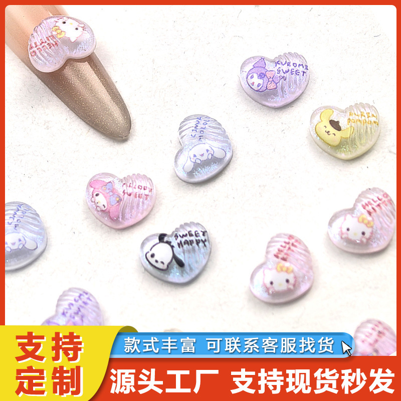 Sanrio Cartoon Nail Art Accessories Kuromi Resin Accessories DIY Nail Phone Case Hand Account Decoration Wholesale