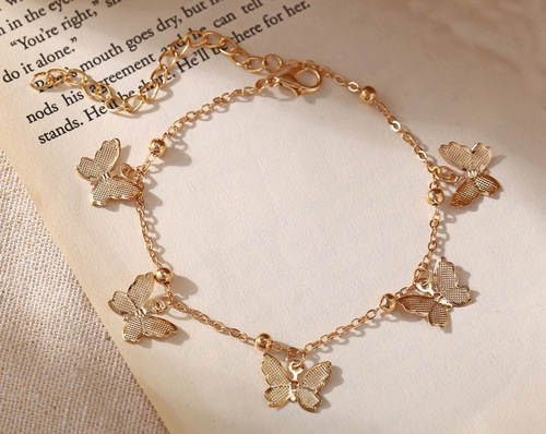 European and American cross-border jewelry new beach foot jewelry butterfly pendant handmade niche anklet bracelet wholesale