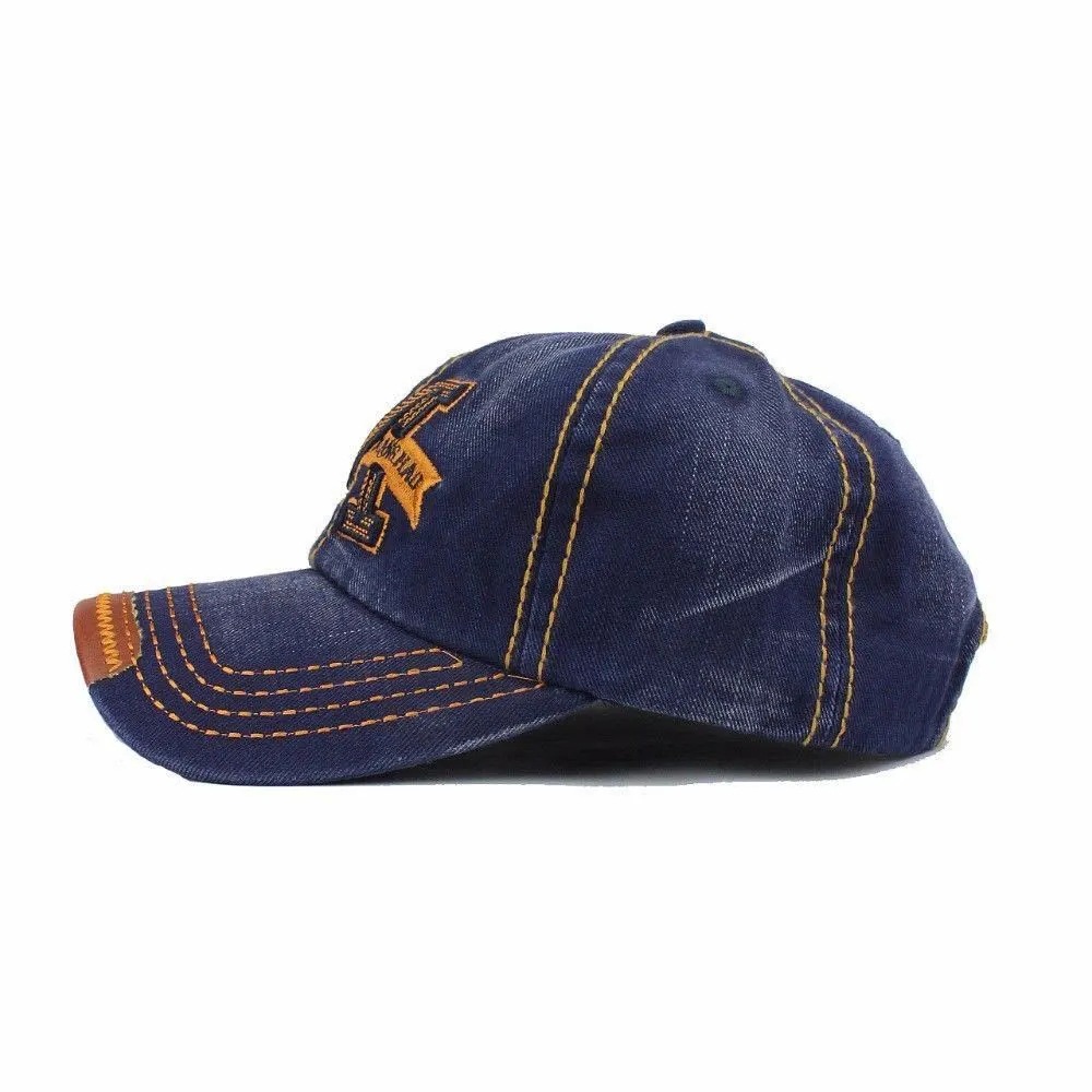 Men's Trendy Duck Tongue Outdoor Sunshade Denim High Quality Embroidered Baseball Hat Adjustable_voghion.com