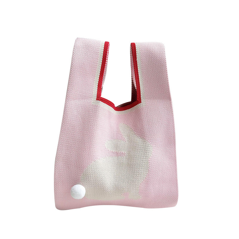 Festival de mediados de otoño Rosa conejo punto hombro bolsa Luna pastel embalaje bolso de gran capacidad mano regalo bolsa de cercanías