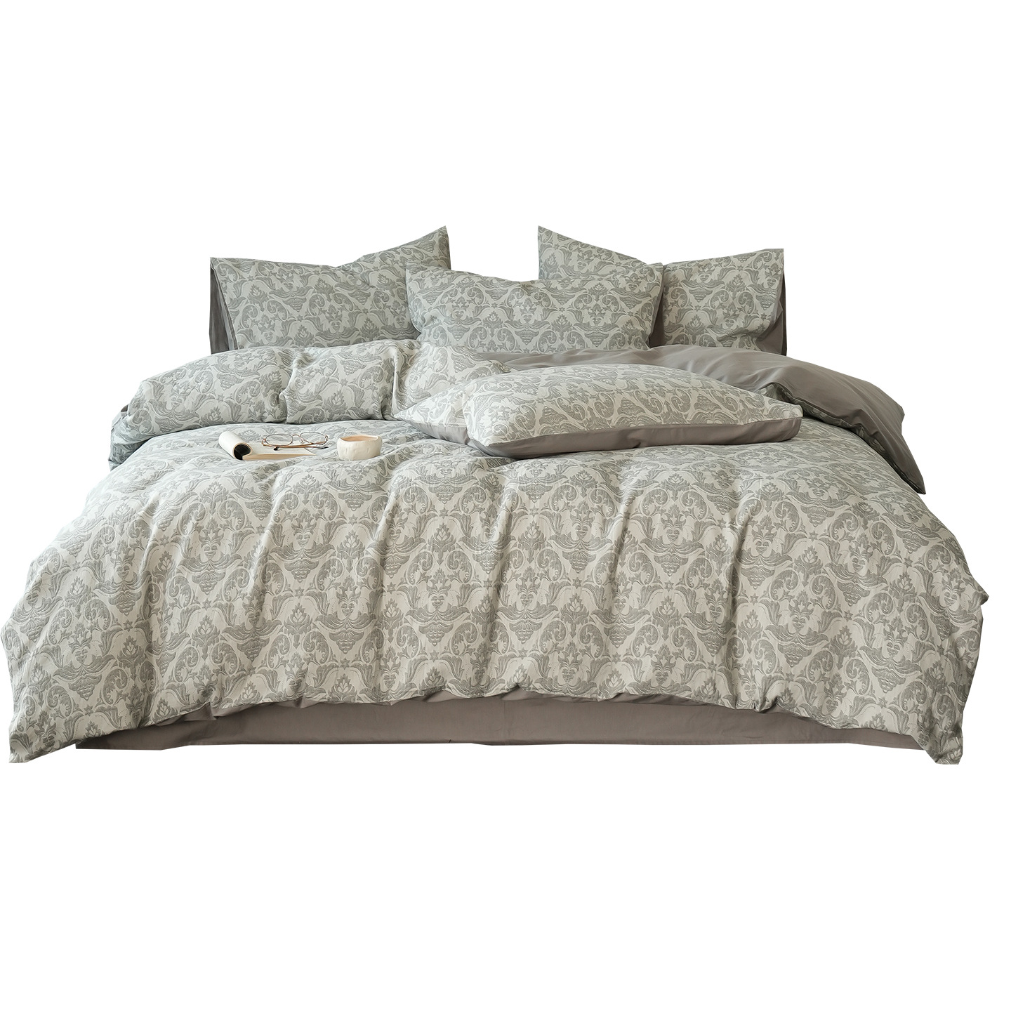 Luz de lujo de alta calidad algodón de tres capas de hilo de cama de polidor de cuatro piezas de sábanas de algodón de tres piezas de ropa de cama de otoño y invierno