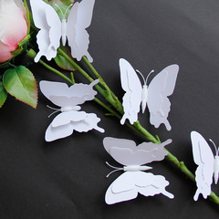 White Butterfly 12 Pairs Double Layer 3D Sticker Wall Decal for Party Wedding Home Decoration Fake Butterfly Decor
