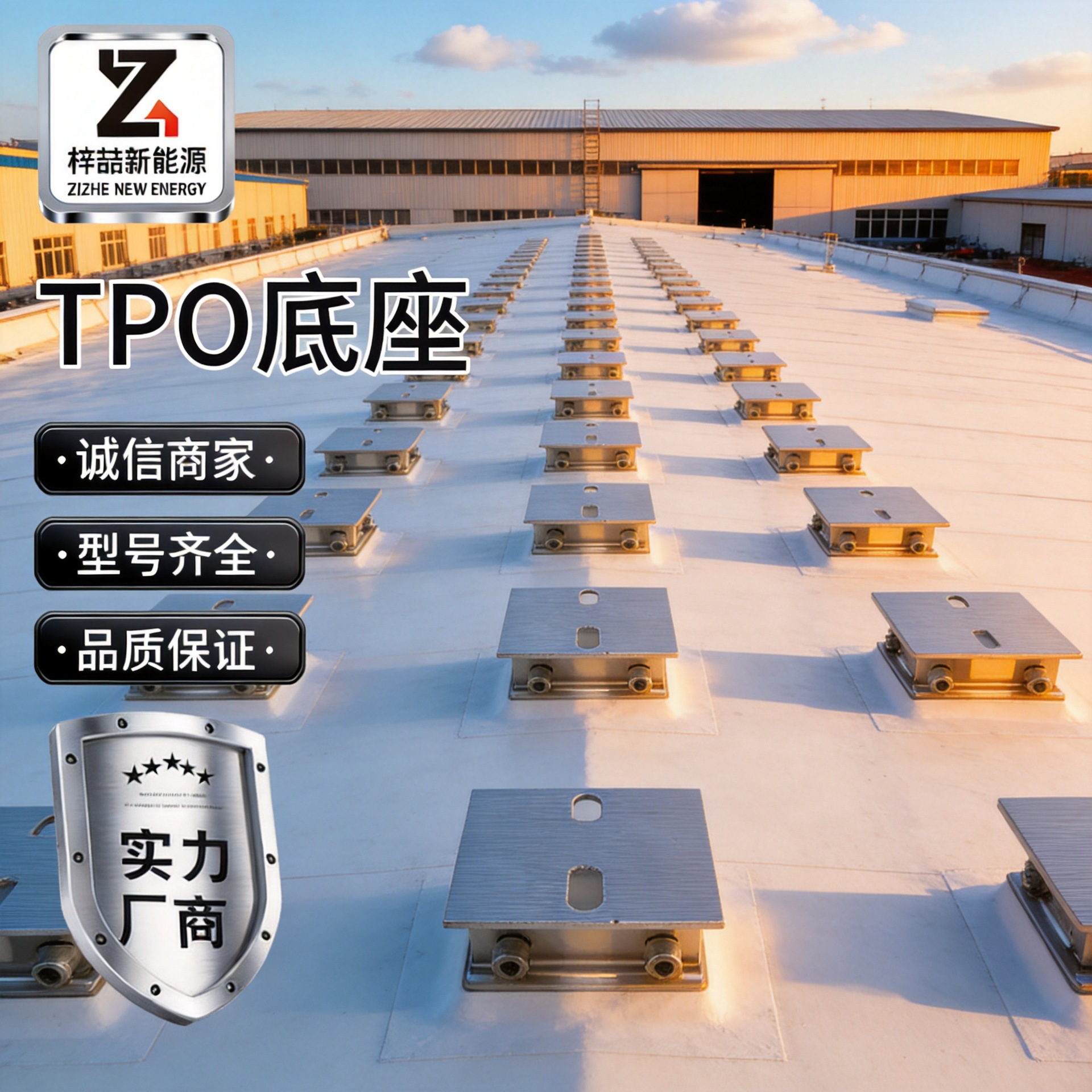 光伏支架TPO柔性光伏支架铝合金材质热风焊接免打孔施工 TPO底座