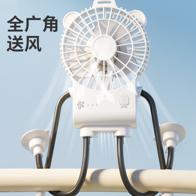 Ventiladores de escritorio robóticos transfronterizos pequeños ventiladores portátiles de dormitorio al aire libre ventosas portátiles ventiladores de mano con luces en varias marchas