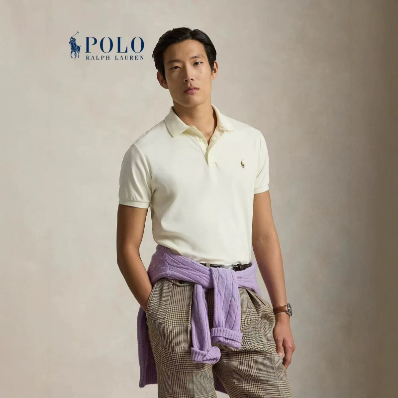Cross-Border Ralph Lauren Men's Business Casual Solid Color Five-Color Pony Embroidery Short-Sleeve T-Shirt