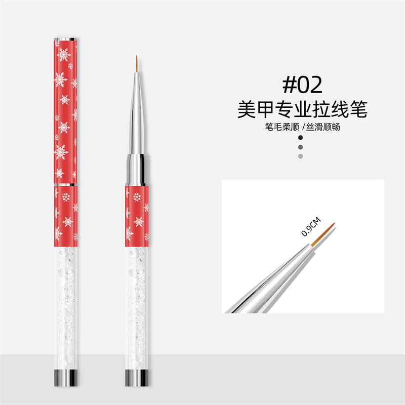 Cross-border nuevo copo de nieve varilla de dibujo de uñas pluma varilla de metal con diamante gancho pluma de dibujo pluma de alta gama de Arte de uñas pluma