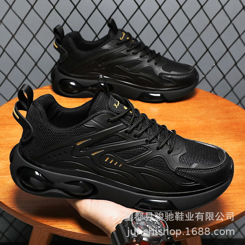 Zapatos de hombre de comercio exterior nuevos zapatos transpirables de cuero para correr Four Seasons versátiles zapatos de moda casuales zapatillas de plataforma de cojín de aire para hombres