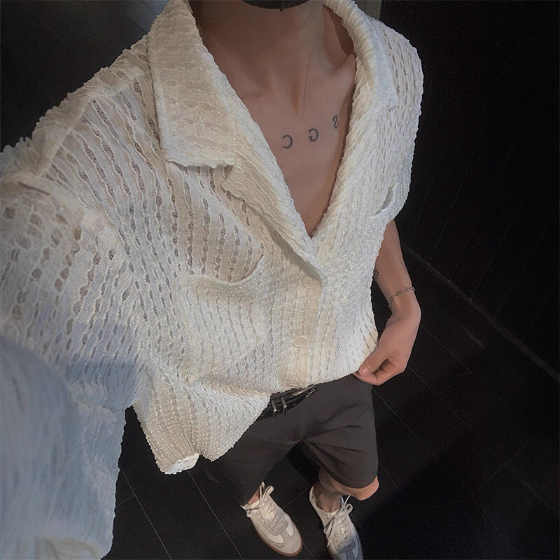 Nasa American Knitted Cut Out Shirt Men's Spring 2025 New Textured Sun Protection Light and Breathable Loose Jacket Nasa American Knitted Cut Out Shirt Men's Spring 2025 New Textured Sun Protection Light and Breathable Loose Jacket