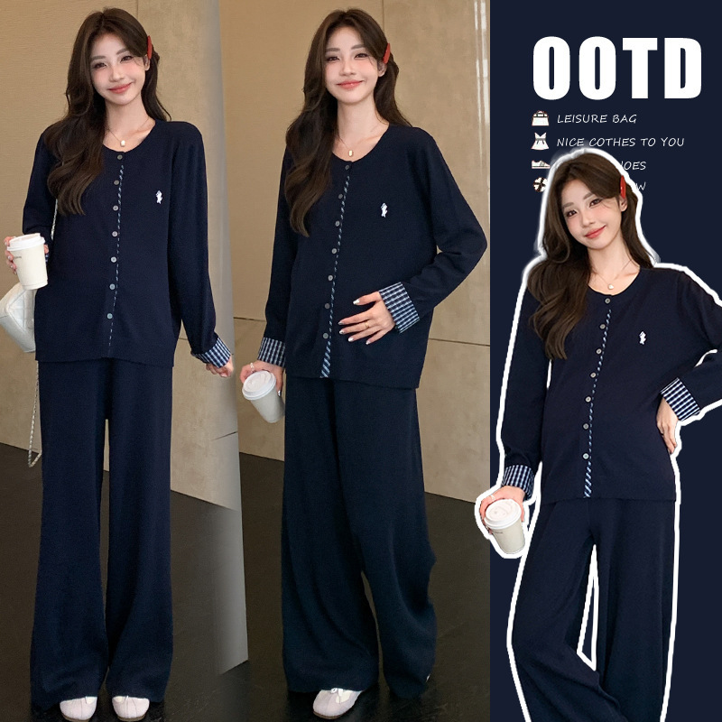 Maternity Wear Autumn Fashion Trendy New Knitted Top and Pants Set Stylish and Fashionable High-End Outfit for Pregnant Women Maternity Wear Autumn Fashion Trendy New Knitted Top and Pants Set Stylish and Fashionable High-End Outfit for Pregnant Women