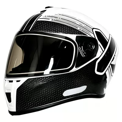 all seasons, safety helmet for riding, Motosiklet kaskı (dəbilqə) - black-and-white-two-tone-left-and-right-tea-colored-mirror-s-55-56
