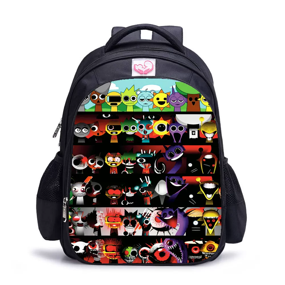 新品节奏盒子印花双肩背包 Sprunki音乐游戏中小学生儿童42CM书包