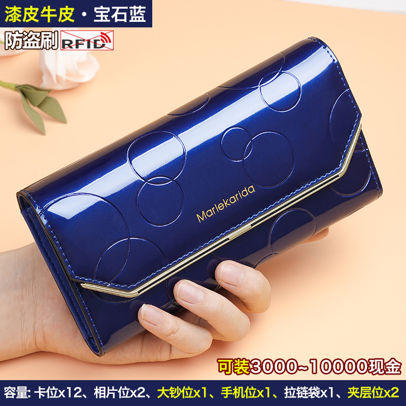 Trending Genuine Leather Women's Long Wallet - New Simple Elegant Multifunctional Large Capacity Clutch - Thumbnail 8