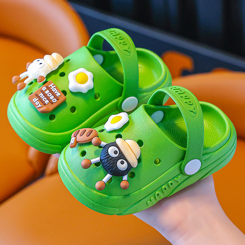 Zapatillas para niños verano interior antideslizante suave Fondo bebé niños agujero zapatos cerrado dedo del pie bebé niñas lindas zapatillas