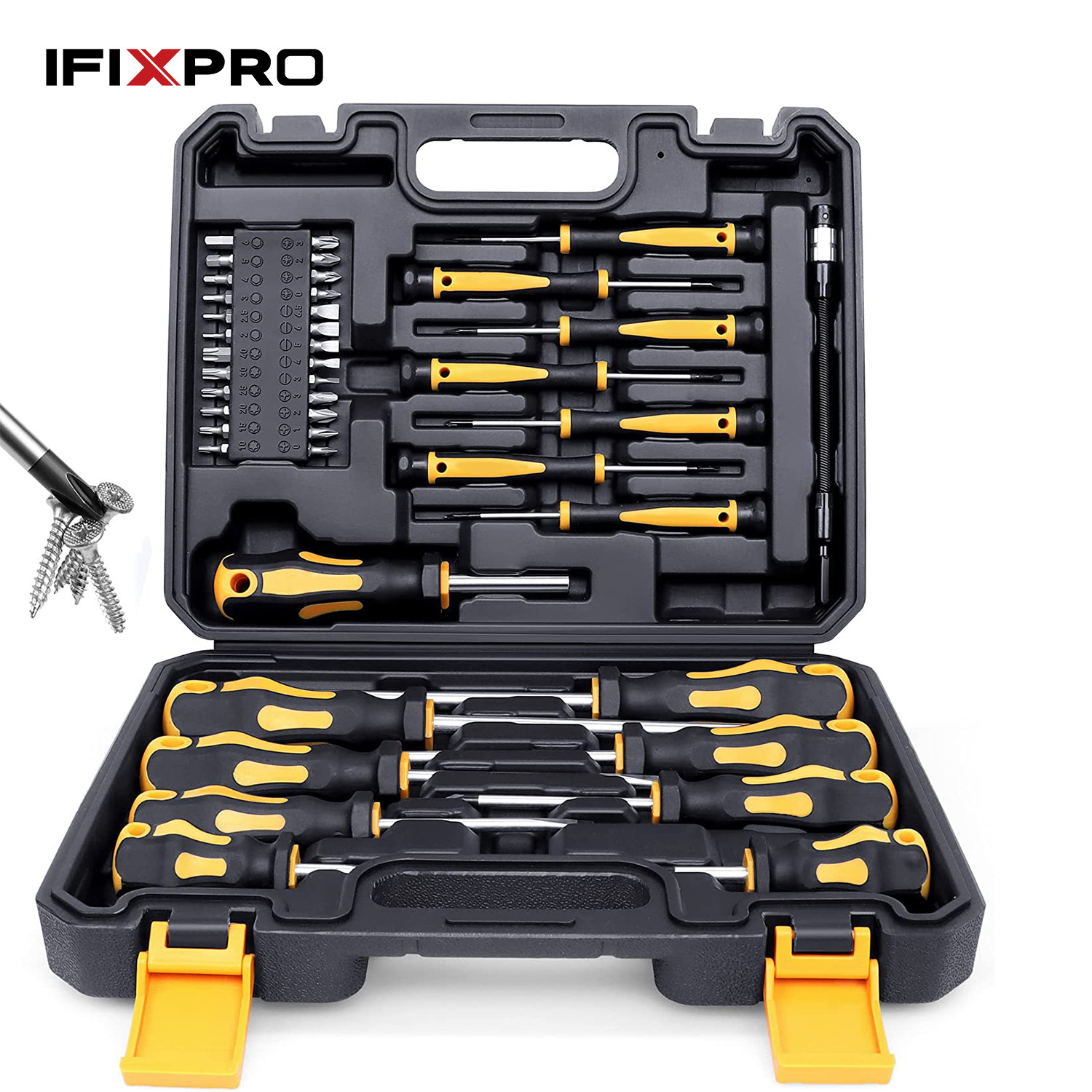 跨境热销42件螺丝套装多功能螺丝刀手动五金维修工具家用螺丝配件