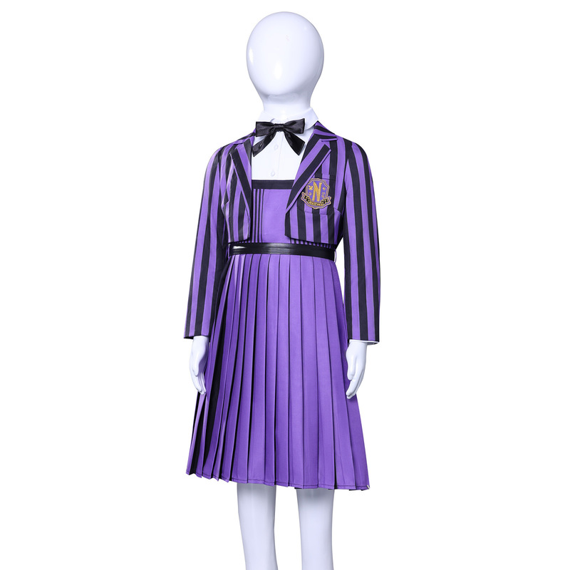 万圣节跨境星期三新款cos服星期三紫色条纹校服cosplay二次元服|undefined