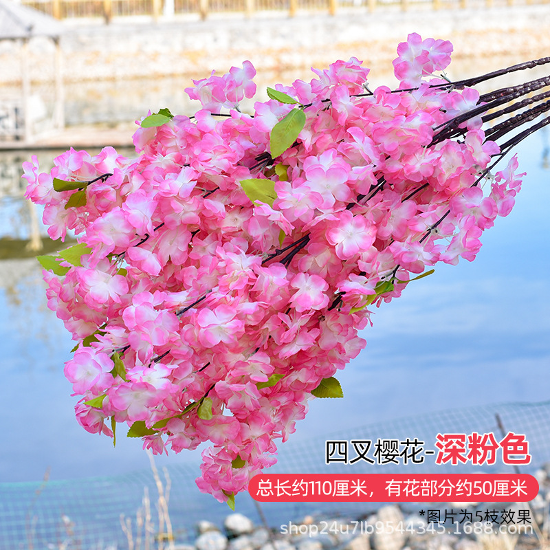 Simulación de flores de cereza flores de melocotón flores de pera flores de ciruela flores de bodas flores falsas vid decoración jardín balcón red de manglares paisaje de pared