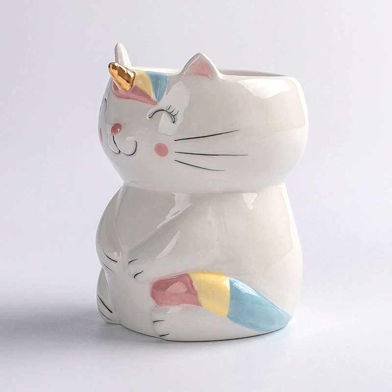 Оптовая продажа серии Rainbow Cat, симпатичная подставка для яиц в форме кошки, креативная керамическая подставка для яиц в форме единорога, кухонная утварь