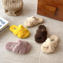 儿童复古法式毛毛拖鞋2025年秋冬季新款韩版女童软底一字拖毛毛鞋