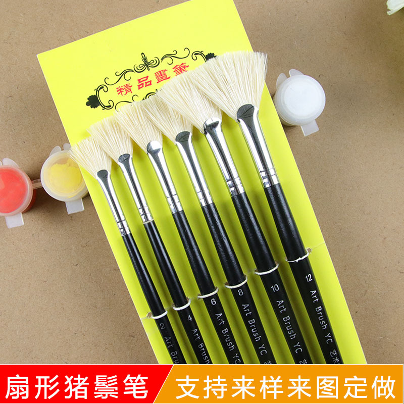 Pincel de cerdas de jabalí, pincel de pintura al óleo acrílico, pincel de pintura acrílica de acuarela gouache, pincel de abanico de cerdas de jabalí individual