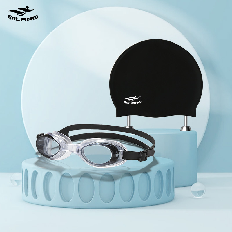 블랙 (YB1600 수영 고글 M004 수영 모자)