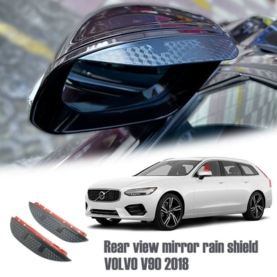 VOLVO V90 Window visor, Rain shield - standard-packaging-without-logo-volvo-v90-mk1-2017-rearview-mirror-rain-eyebrow-carbon-fiber-pattern