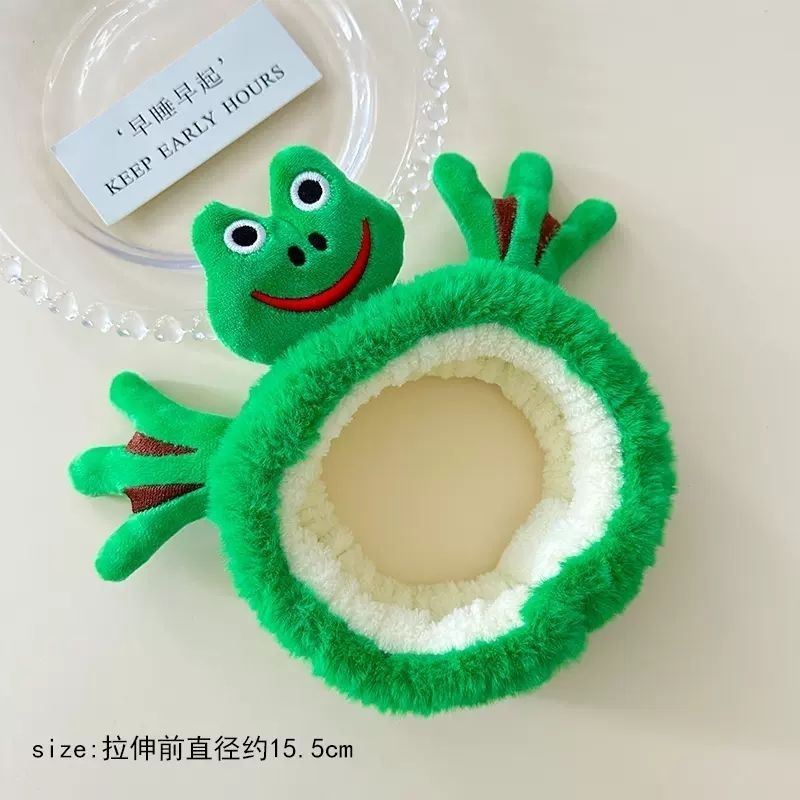Banda de cabello de ranas lindas bandas de dibujos animados para lavar la cara de mujeres maquillaje especial banda de cabello máscara de lavado pelusa nueva tarjeta de cabello
