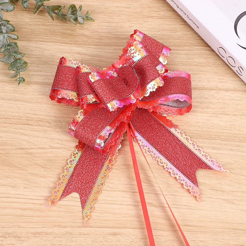 Cross-border 50 high-end gran mano tirado de flores brillo iris encaje lazo-atado regalo de navidad cinta decorativa