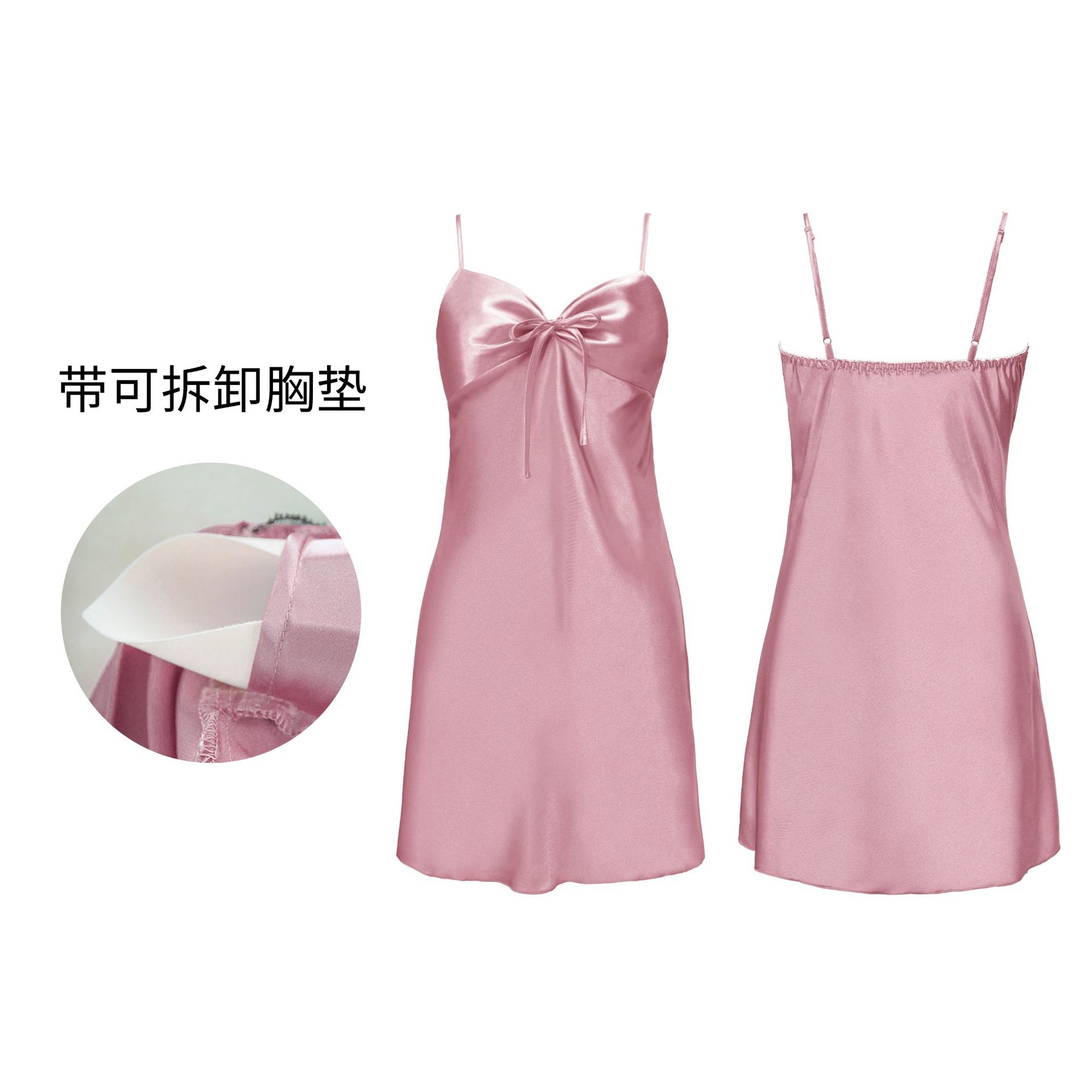 Yaoting 2023 Amazon pijamas de seda hielo las mujeres del verano backless Correa corto Camisón con almohadilla pecho homewear 3239