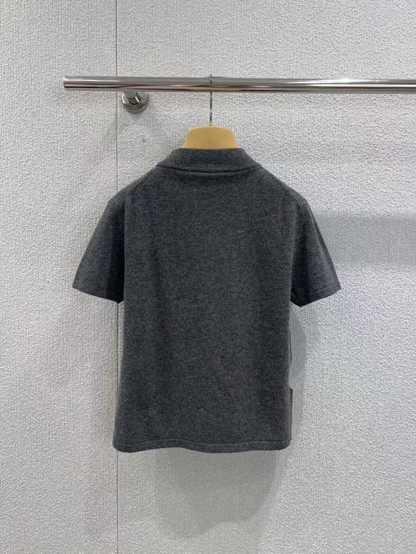 南油女装M家25早秋新款胸前微标字母百搭复古羊绒针织衫短袖上衣|undefined