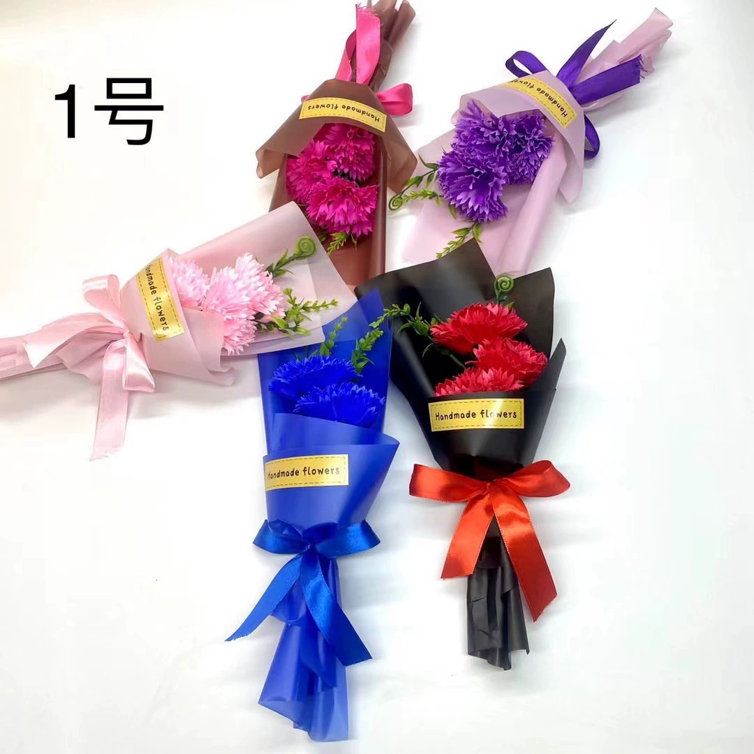 День учителя, мыло с цветком гвоздики для учителей, три маленьких букета гвоздик, подарки, подарки, рекламные мероприятия