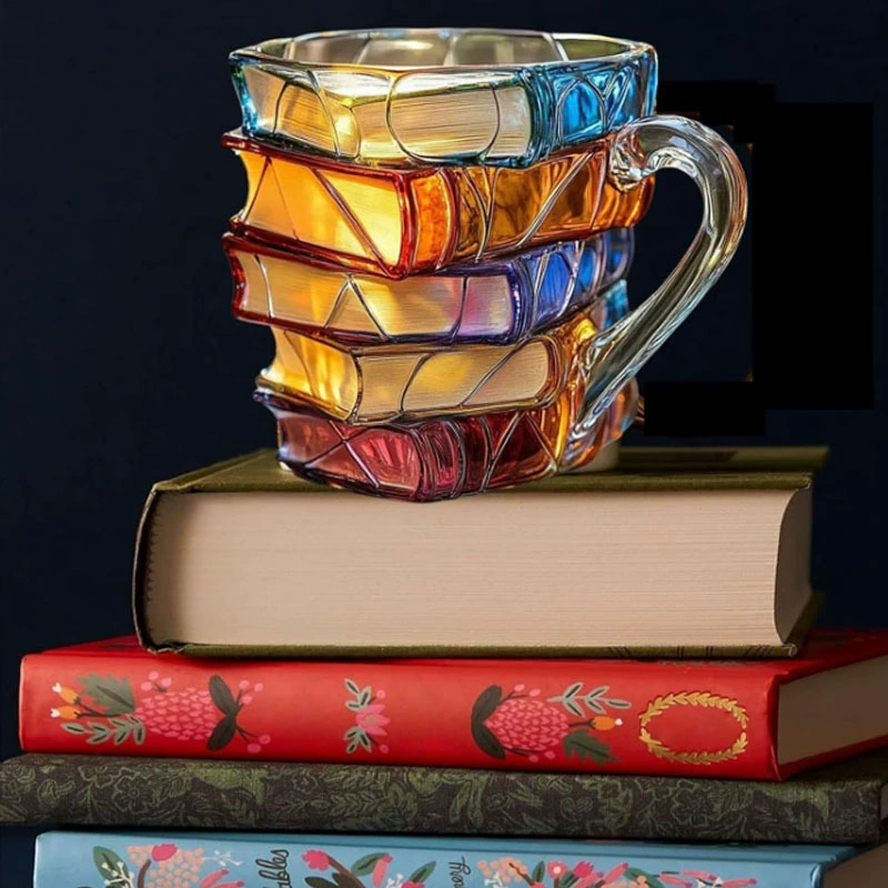 Painted Book-Shaped Mug, 13×10×11 cm Decorative Coffee Cup, Folding Cup Variants