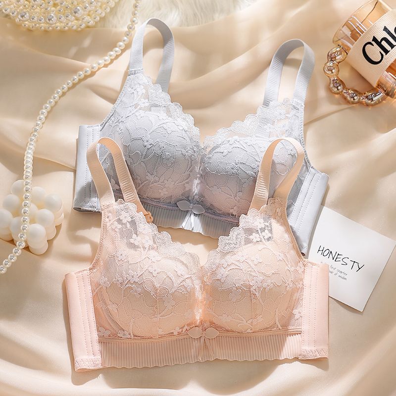 Adjustable Intimates for Women with Small Breasts, Medium-Thick Push-Up, Anti-Sagging, Secondary Breast Reduction, No Rims, Corrective Lace Bra