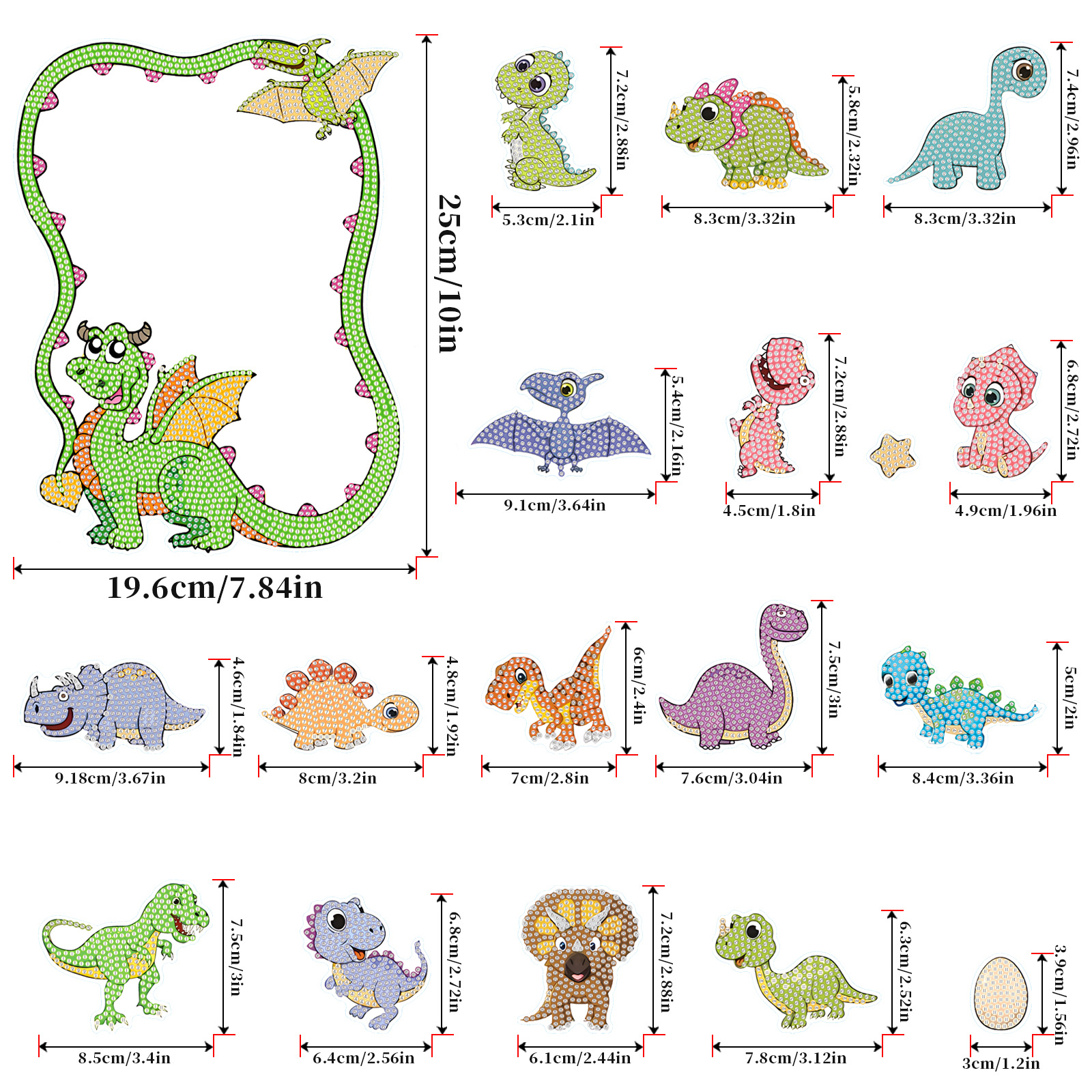 Dinosaurio adorable tablero de escritura dibujo de diamante pegatinas de refrigerador para niños hechos a mano diy creativo mampostería pegatinas juguetes