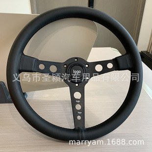 Car 14 inch JDM leather imitation velvet steering wheel mo home all black new competitive steering wheel P5