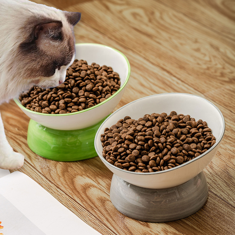 Tacos de cerámica para gatos, tacos para perros, tacos para mascotas, cuchillo de protección de pies altos, cuenca para gatos, tazón de agua negra para gatos, artículos para mascotas