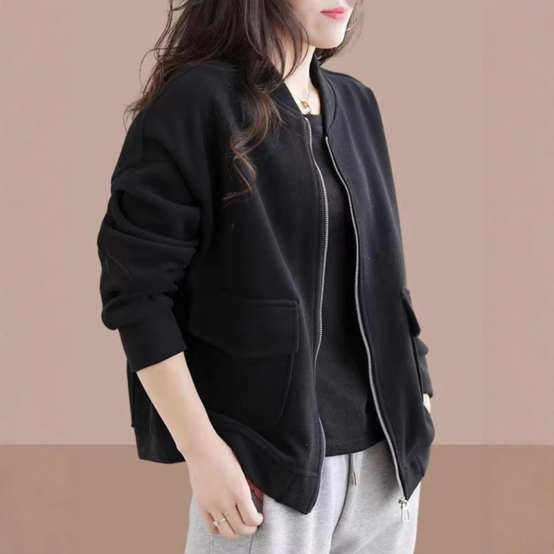 2025秋季新款短外套女士开衫卫衣宽松大码棒球服休闲长袖上衣|undefined