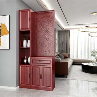 Screen Partition Living Room Entrance Cabinet Household Simple Modern Shoe Cabinet Integrated Solid Wood Door Entry New Chinese Style Entrance Hall Wine Cabinet