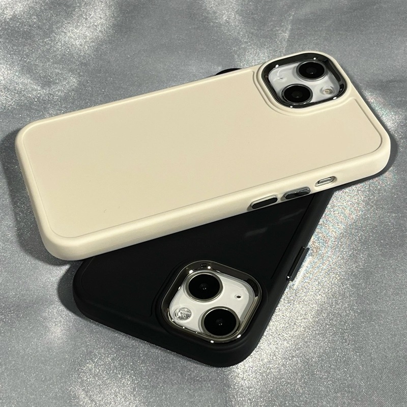 Suitable for iPhone 14 electroplated lens phone case, simple solid color, 13 Pro high-end XR soft protective case_voghion.com