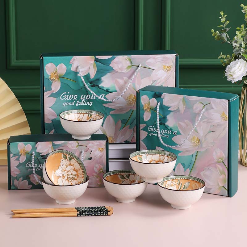 Japanese-style ceramic bowl and chopsticks set Bowl gift box company opening activities will sell gifts practical bowls to give small gifts