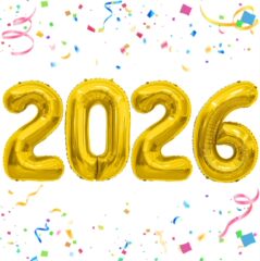 2026数字铝膜球套装40英寸铝膜气球跨年装饰布置亚马逊铝箔气球