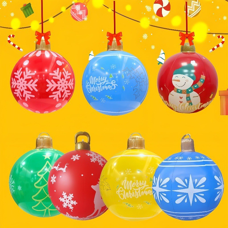 现货热卖 圣诞节充气球 户外庭院装饰 充气圣诞球雪球 沙滩球跨境