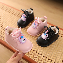 學步鞋秋冬季加絨棉鞋女寶寶0-2歲1男童皮保暖6-18個月嬰兒軟底
