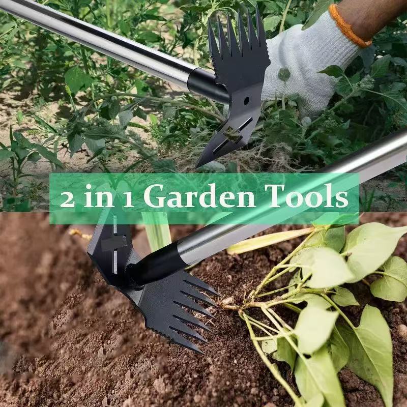两面锄头除草铲草庭院工具 尖耙子两用锄头 多功能锄头园艺除草耙|undefined