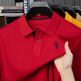 Летняя рубашка ПОЛО с короткими рукавами и лацканами из 100% чистого хлопка, новый стиль, с вышивкой для мужчин молодого и среднего возраста с высоким темпераментом